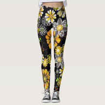Bloemen gloeien in donkere leggings