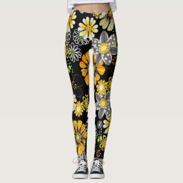 Bloemen gloeien in donkere leggings