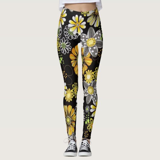 Bloemen gloeien in donkere leggings (Voorkant)