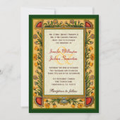 bloemen Gold Red Green Wedding W751 Kaart (Voorkant)