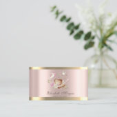 Bloemen Gold Stripe Roos Gold Bakery Tools Visitekaartje (Staand voorkant)