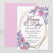 Bloemen Gold Terrarium Waterverf Quinceañera Kaart (Voorkant / Achterkant)