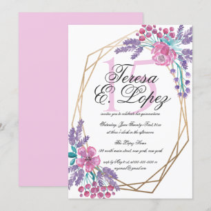 Bloemen Gold Terrarium Waterverf Quinceañera Kaart