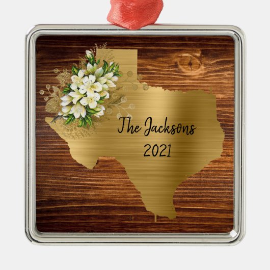  bloemen Golden Texas Metalen Ornament (Voorkant)