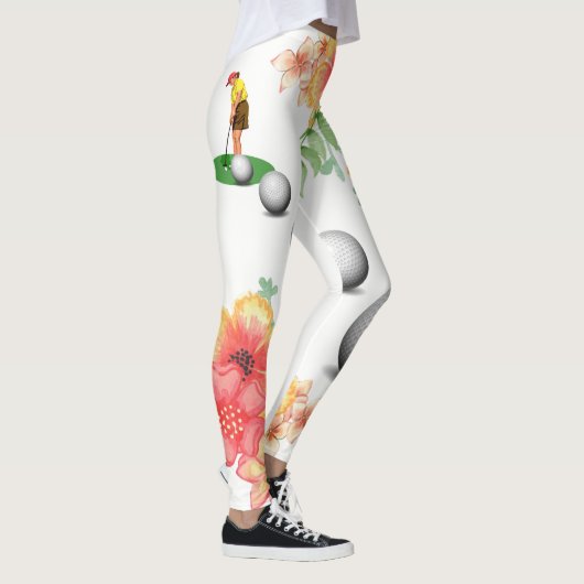 Bloemen Golfballen Golfer Leggings (Rechts)