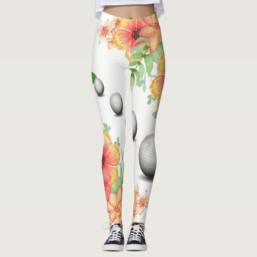 Bloemen Golfballen Golfer Leggings (Voorkant)