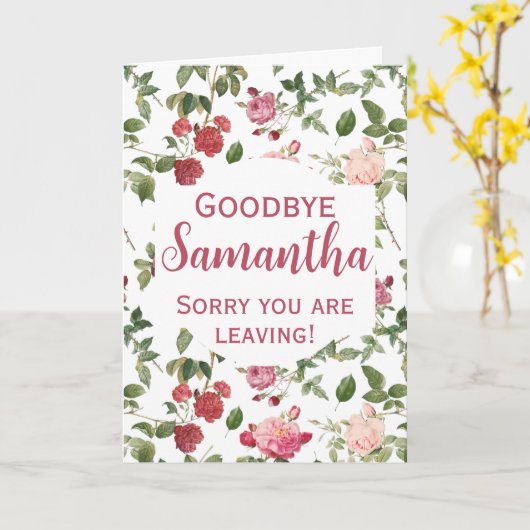 Bloemen Goodbye Pink Rose Flower Kaart (Gele Bloem)