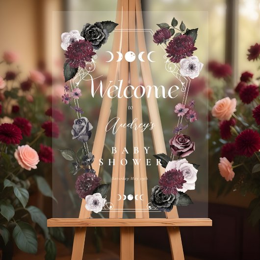  Bloemen Gothic Halloween Baby shower Welkom Acryl Bord