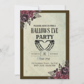 Bloemen Gothic Hallows Even Party Invitation Kaart (Voorkant)