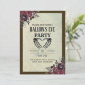 Bloemen Gothic Hallows Even Party Invitation Kaart (Staand voorkant)