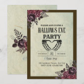 Bloemen Gothic  Hallows Even Party Invitation Kaart (Voorkant / Achterkant)