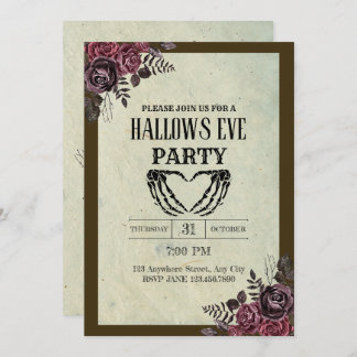 Bloemen Gothic  Hallows Even Party Invitation Kaart