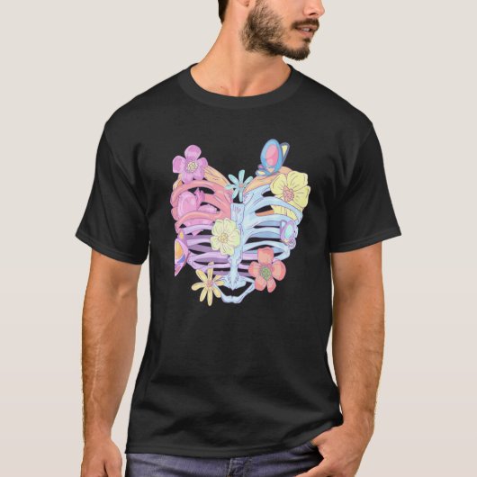 Bloemen Gothic van ribben T-shirt (Voorkant)