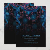 Bloemen Gotisch Blauw Roze Huwelijk Handfasting Kaart (Voorkant / Achterkant)