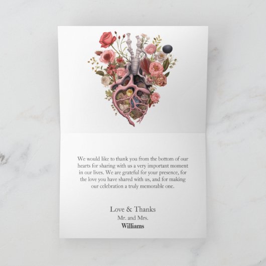 Bloemen Gotisch Boho Anatomisch Hart Bedankkaart (Binnen)