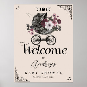 Bloemen Gotische Wandelwagen Baby shower Welkom Poster
