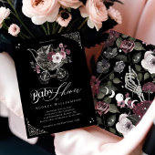  Bloemen Gotische Wandelwagen Spooky Baby shower Kaart