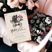 Bloemen Gotische Wandelwagen Spooky Baby shower Kaart
