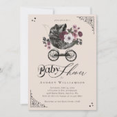 Bloemen Gotische Wandelwagen Spooky Baby shower Kaart (Voorkant)