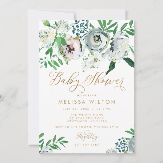 Bloemen Gouache Boho Bloem Schattige Baby shower Kaart (Voorkant)