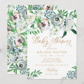 Bloemen Gouache Boho Bloem Schattige Baby shower Kaart (Voorkant / Achterkant)