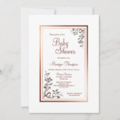  Bloemen Goud Border Baby shower Kaart (Voorkant)