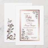  Bloemen Goud Border Baby shower Kaart (Voorkant / Achterkant)