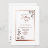  Bloemen Goud Border Verjaardagsfeest Kaart (Voorkant / Achterkant)