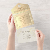  Bloemen Goud Bruiloft All In One Uitnodiging (Afscheurbaar)