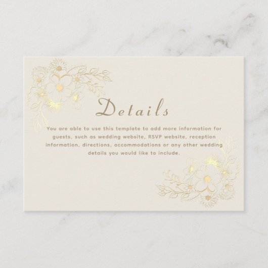  Bloemen Goud Bruiloft Informatiekaartje (Voorkant)