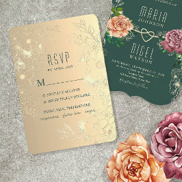  Bloemen Goud Bruiloft RSVP Kaartje