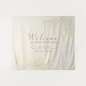  Bloemen Goud Bruiloft Welkom Wandkleed (Voorkant (horizontaal))