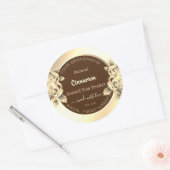 Bloemen Goud Bruin Product Verpakkingsetiketten Ronde Sticker (Envelop)