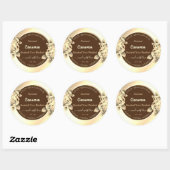  Bloemen Goud Bruin Product Verpakkingsetiketten Ronde Sticker (Vel)