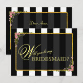 Bloemen Goud Folie ZUL JE MIJN BRUIDSJUFFER ZIJN? Kaart (Voorkant / Achterkant)