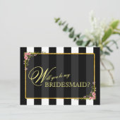 Bloemen Goud Folie ZUL JE MIJN BRUIDSJUFFER ZIJN? Kaart (Staand voorkant)