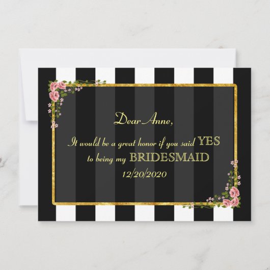 Bloemen Goud Folie ZUL JE MIJN BRUIDSJUFFER ZIJN? Kaart (Achterkant)
