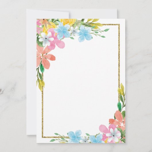 Bloemen Goud Glitter Border 80e Tachtig Verjaardag Kaart (Achterkant)