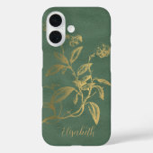 Bloemen Goud Groene Naam Gepersonaliseerd Case-Mate iPhone Case (Achterkant)