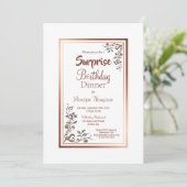  Bloemen Goud Lijst Verrassingsverjaardagsdiner Kaart (Staand voorkant)