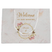 Bloemen Goud Marmer Orchidee Geometrie Bruiloft We Groot Cadeauzakje (Voorkant)