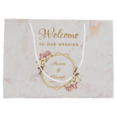 Bloemen Goud Marmer Orchidee Geometrie Bruiloft We Groot Cadeauzakje (Achterkant)