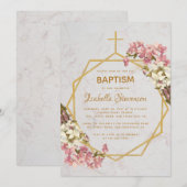 Bloemen Goud Marmer Roze Orchideeën Geometrische d Kaart (Voorkant / Achterkant)