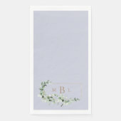 Bloemen & Goud Monogram Lavendel Bruiloft Servet (Voorkant)
