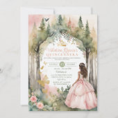 Bloemen Goud Roze Perzik Quinceañera 15 Anos Kaart (Voorkant)