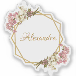 Bloemen Goud Roze Wit Orchideeën Girly Geometric Sticker