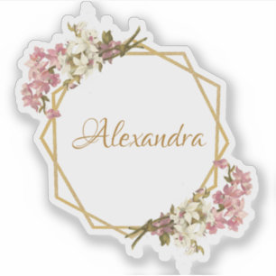 Bloemen Goud Roze Wit Orchideeën Girly Geometric Sticker
