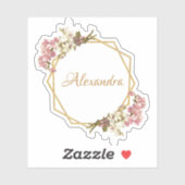 Bloemen Goud Roze Wit Orchideeën Girly Geometric Sticker (Vel)
