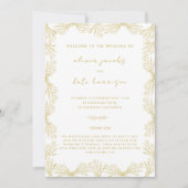 Bloemen Goud Wit Voor & Achterbruiloft Kaart (Voorkant)