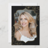 Bloemen Goud Zwart Foto 50e Verjaardagsfeest Kaart (Achterkant)